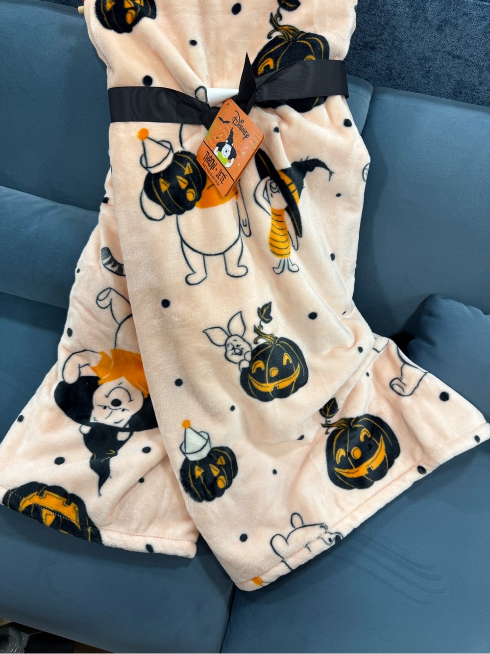 Disney Halloween Plush Blanket in Pink, Black & Orange